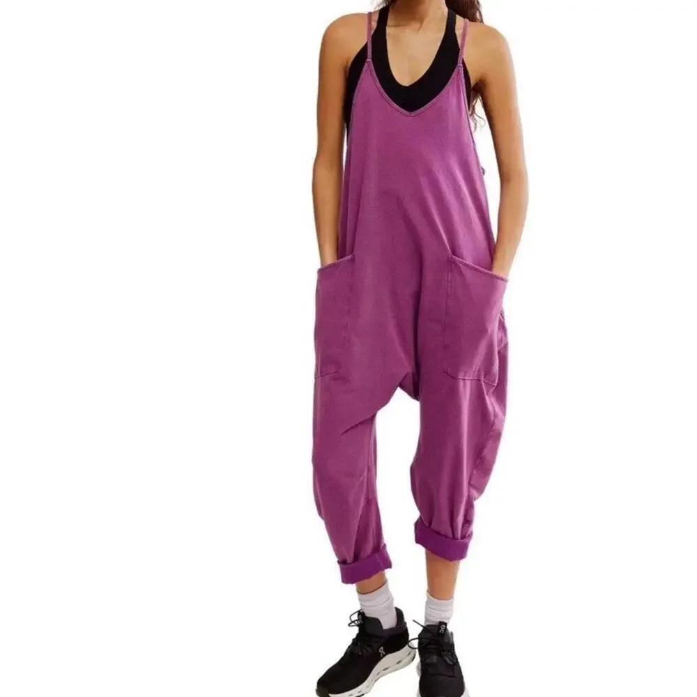 New Free People FP Movement Women's Sz S Hot Shot Jumpsuit Deep Mulberry - Picture 4 of 9